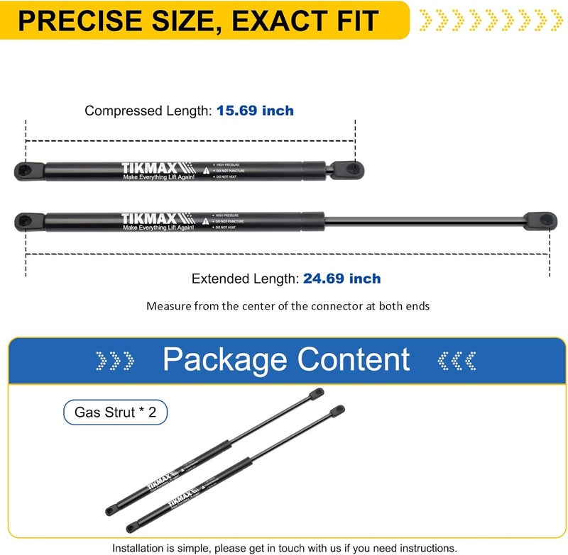 TIKMAX Rear Hatch Liftgate Gas Struts for Chevy Suburban 1500 2500 00-06, Tahoe GMC Yukon XL 1500 2500 00-04, Cadillac Escalade 99-06, Replaces 4557 PM2020 Shocks Lift Supports Gas Springs, 2 Pcs - Image 2